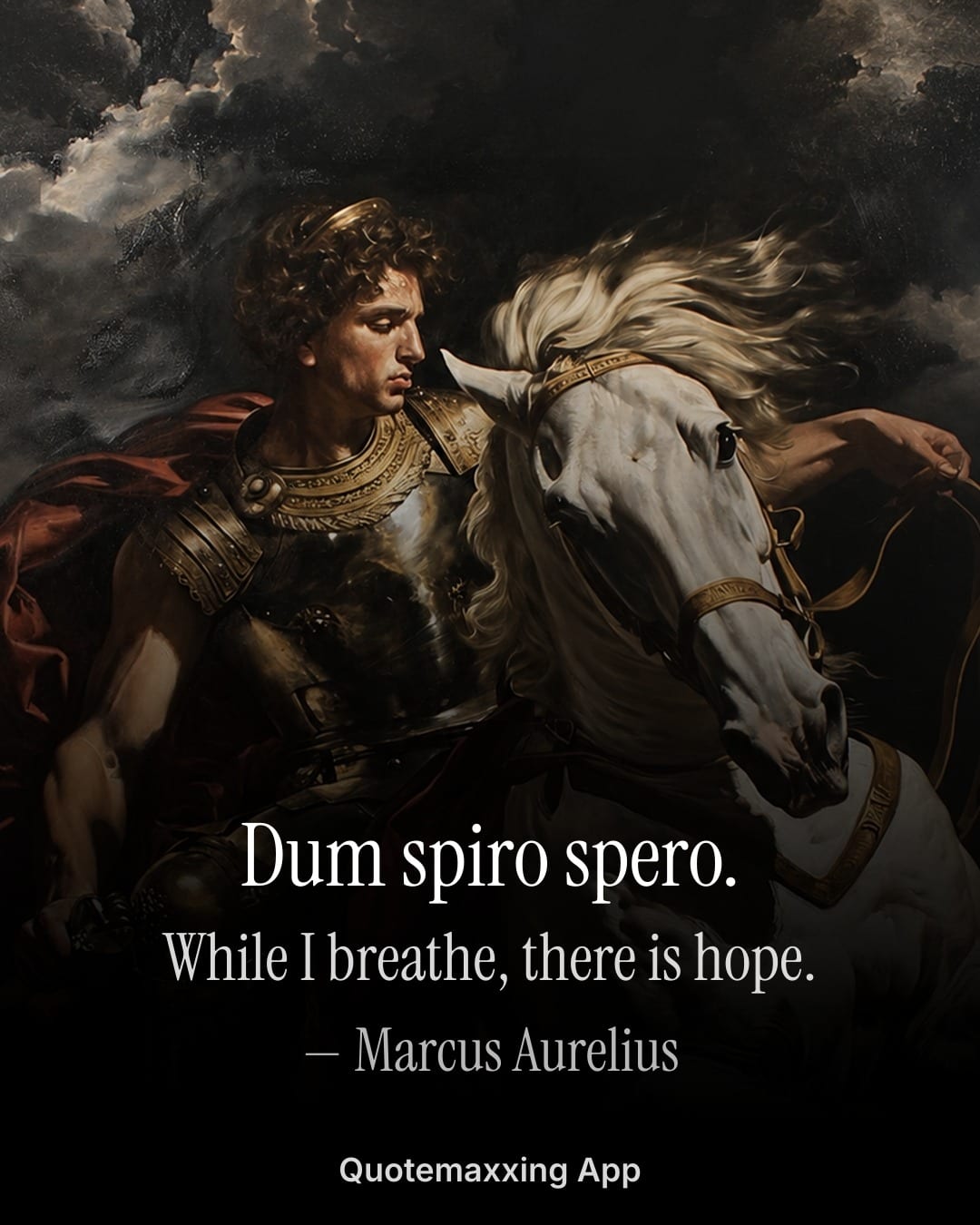 Marcus Aurelius quote "Dum spiro spero." with its English translation, while I breathe there is hope