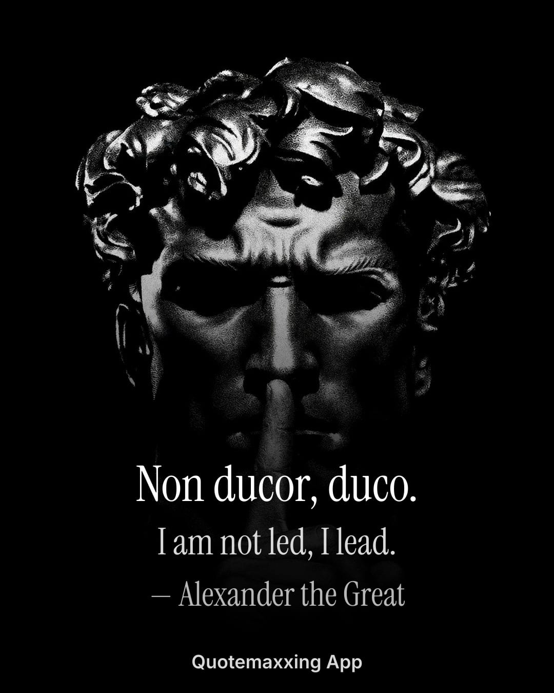 Alexander the Great quote "Non ducor, duco." with its English translation, I am not led, I lead