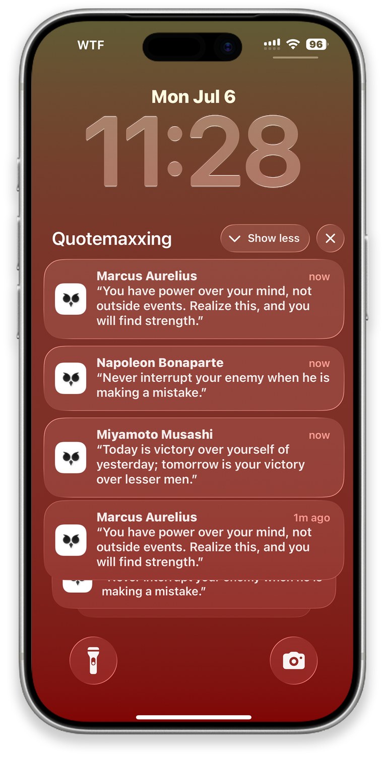 Quote notifications on the lock screen